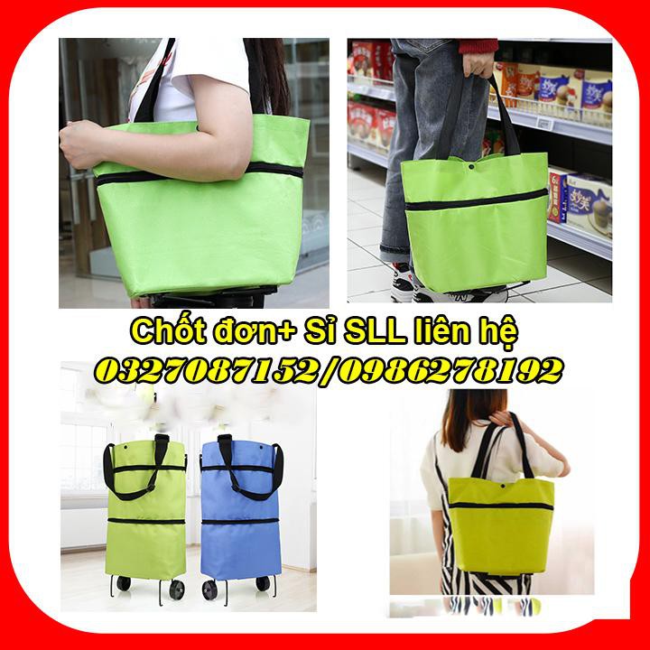 Túi Xách Đi Chợ Gấp Gọn Có Bánh Xe Kéo 💥 BÁN GIÁ SỐC 💥 Túi Xách Đi Chợ Đa Năng Tiện Dụng Dạng Kéo