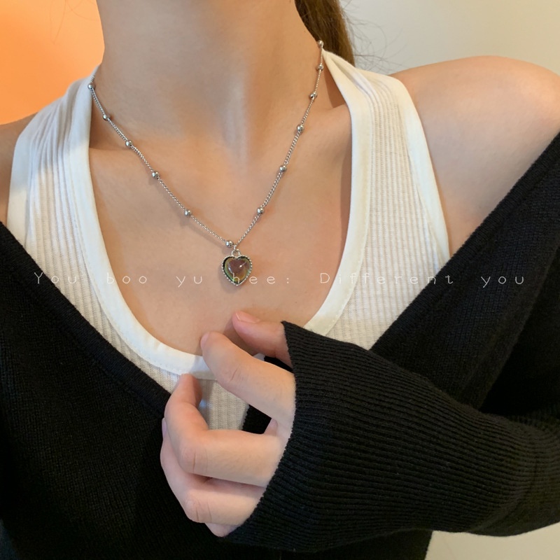 Dây chuyền mặt hình trái tim thay đổi màu sắc theo nhiệt độ sáng tạo thời trang 19A1300