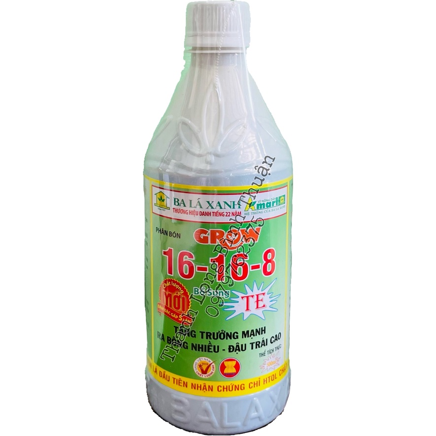 Phân Bón Grow - Ba Lá Xanh  bổ sung TE - Chai 500ml