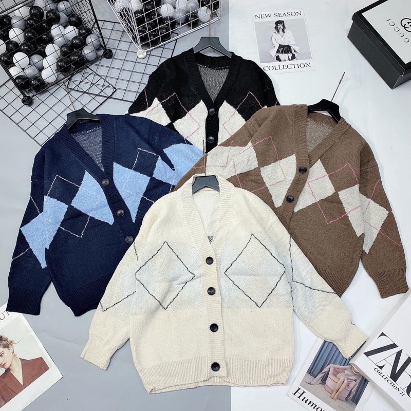 Khoác len cadigan trán/ cadigan hình học