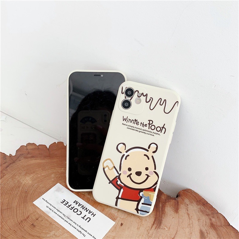 Ốp Iphone 11 Pro Max 11 11 Pro Xs max X 8plus 7plus 8 7 6plus 6splus Gấu Pooh vàng 4 góc silicon bảo vệ camera