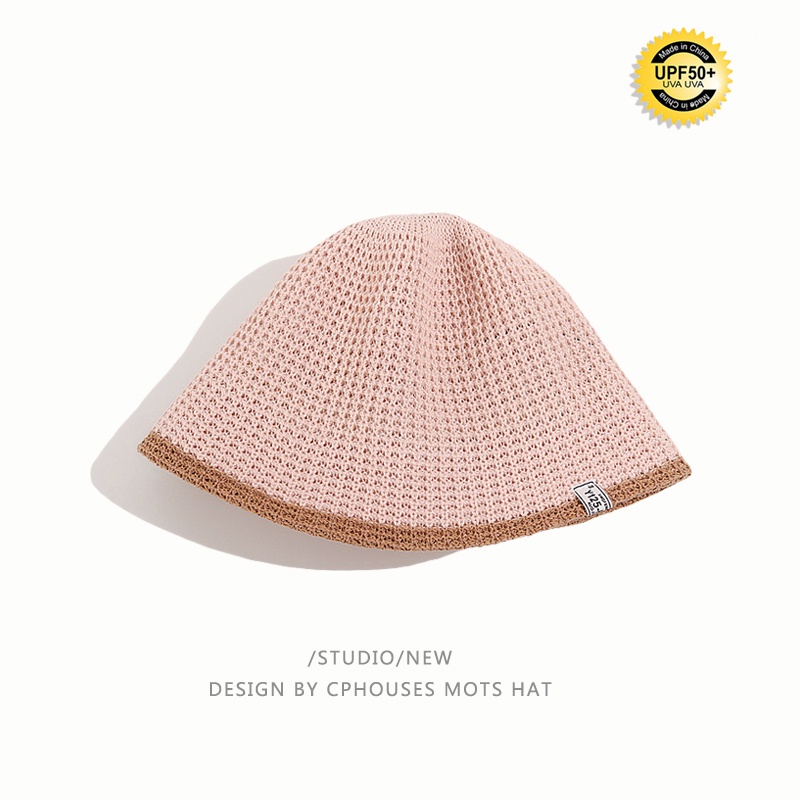Nón Bucket Dệt Kim Che Nắng Thoáng Khí Màu Trắng Xanh Dương Phong Cách Nhật Bản Thời Trang Xuân Hè Cho Nữ