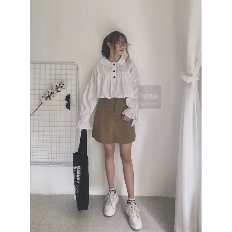 SOMI CỔ SEN 3 CÚC TAY XOÈ THẮT NƠ ( ẢNH THẬT)  SƠ MI | BigBuy360 - bigbuy360.vn