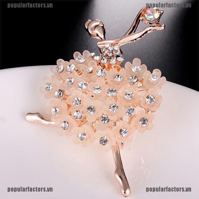 Ghim Cài Áo Hình Cô Gái Nhảy Múa Đính Đá Thời Trang