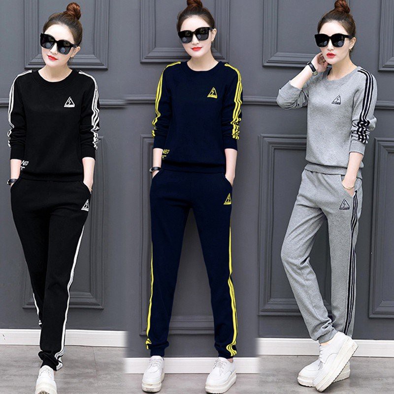 Bộ đồ thể thao thu đông quần dài họa tiết tam giác