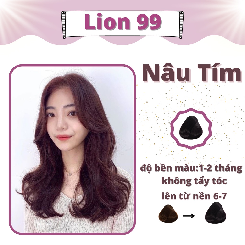 Thuốc nhuộm tóc màu NÂU TÍM thuốc nhuộm tóc tại nhà màu nâu tặng kèm oxy găng tay mũ ủ