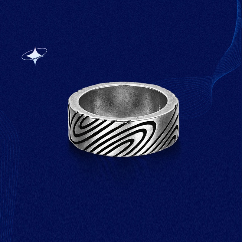 Nhẫn Lớn Nam nữ Sọc bất thường Sáng tạo Cổ điển Làm như cũ Bạc Thái Phong cách Vòng đuôi Âu Mỹ Phong cách NH-196