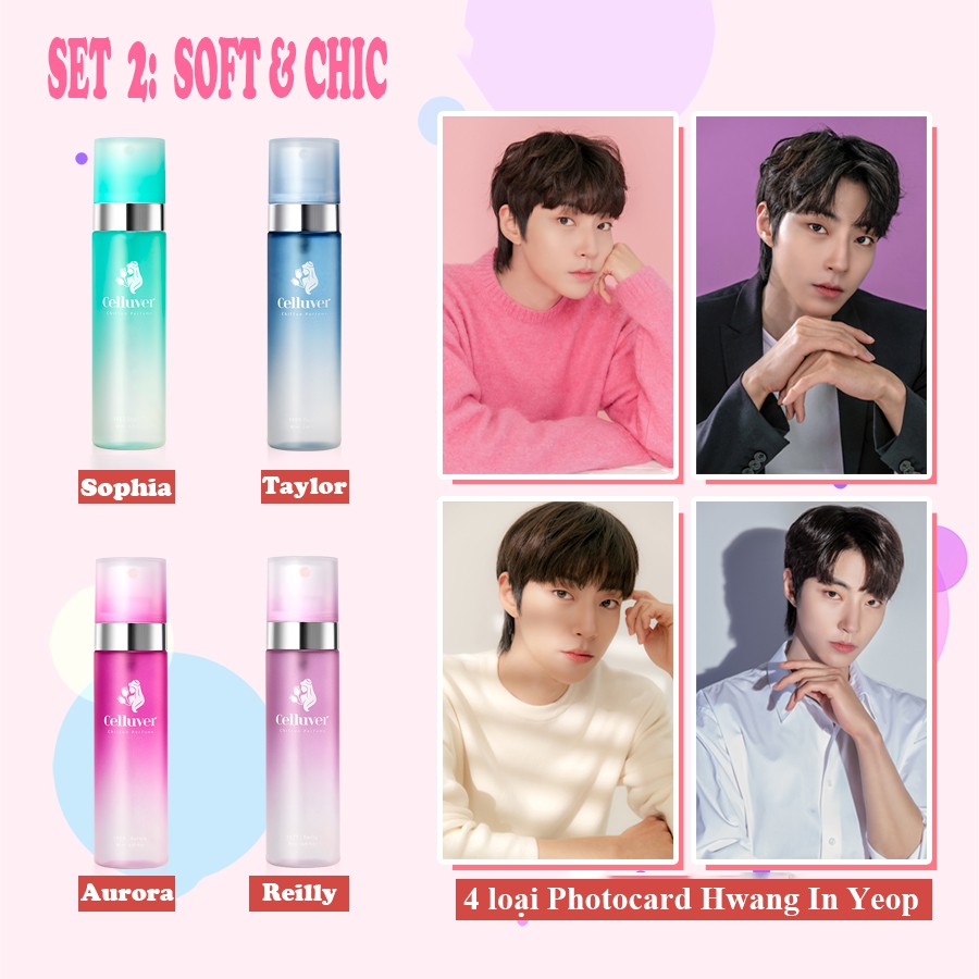 Set nước hoa 4 chai Celluver LOVELY & ROMANTIC Hàn Quốc + 4 Photocard Hwang In Yeop