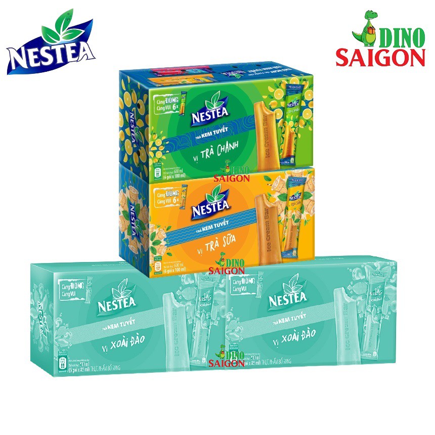 Combo 4 Hộp Trà Kem Tuyết Nestea gồm 2 Vị Xoài Đào, 1 vị Trà Chanh và 1 vị Trà Sữa