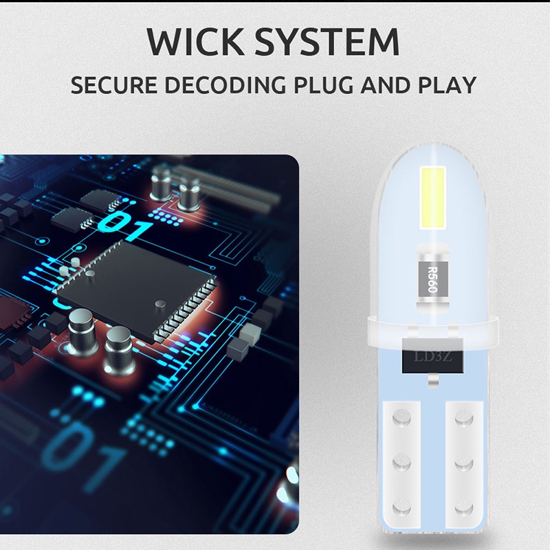 Bộ 10 đèn led KEVANLY t5 3014 smd gắn bảng điều khiển xe hơi siêu sáng