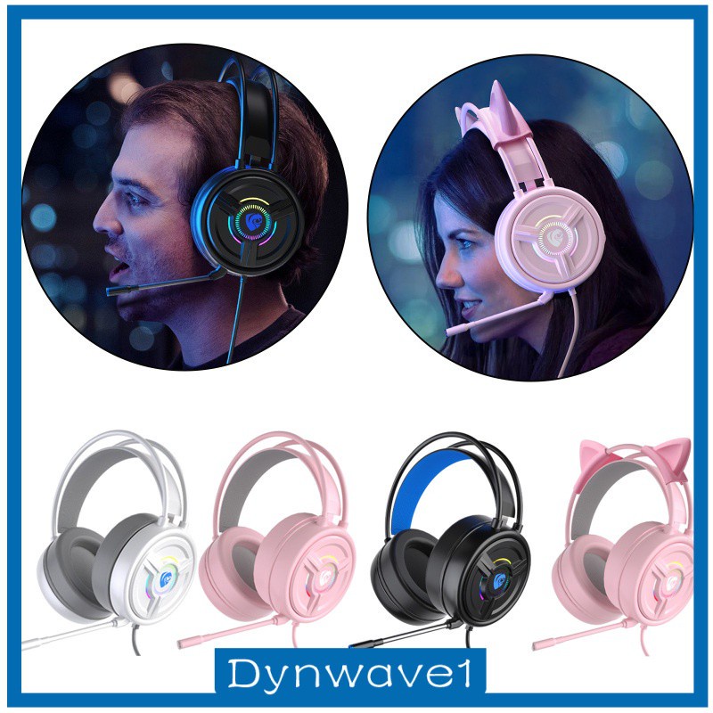 [DYNWAVE1] 3.5mm Gaming Headset w/LED Light, Stereo Surround Sound, PSH-200 Gaming Headphones with Noise Cancelling Mic for PC Laptop