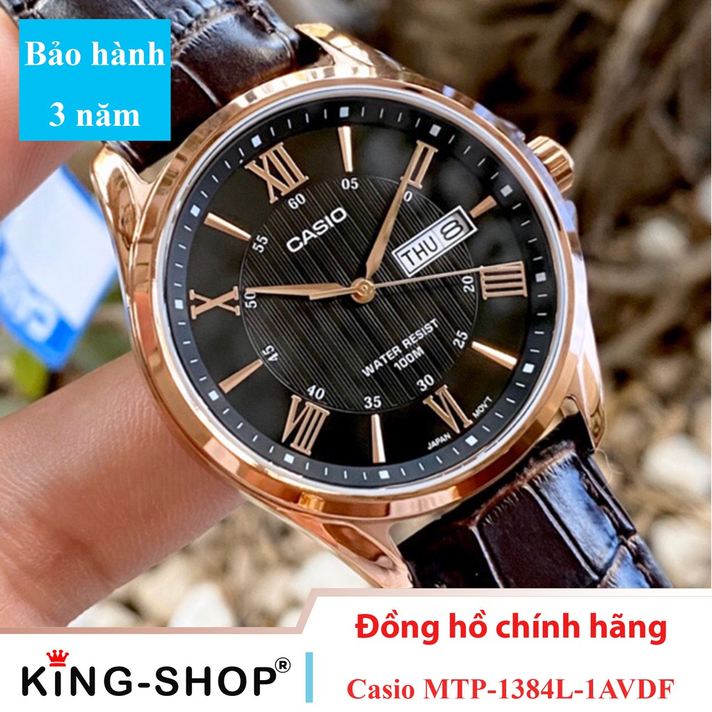 Đồng hồ nam Casio Standard thể thao, điện tử giá rẻ - Dây da, chống nước 100M (MTP-1384L-1AVDF)