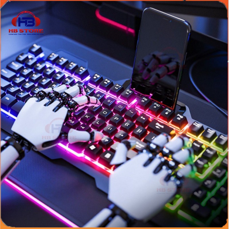 Bàn phím giả cơ gaming inphic V680D full leds kèm chuột máy tính gaming 3200DPI Leds RGB 7 Màu