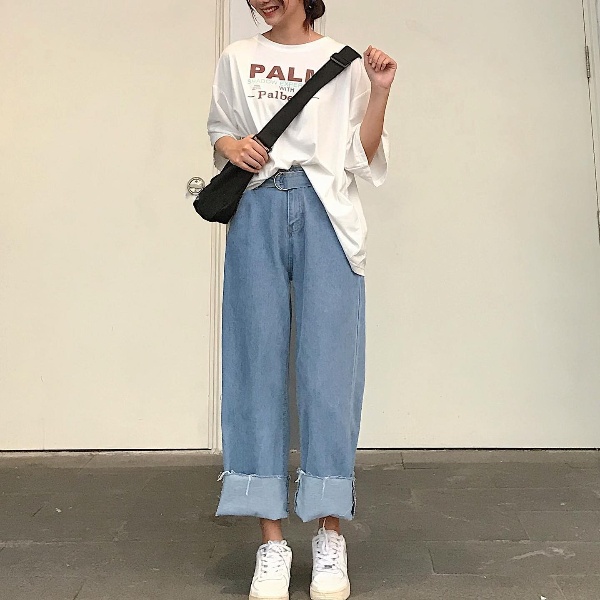 Quần Jean Nữ Dài Ống Suông Rộng Kèm Thắt Lưng Thỏa Mái Dễ Phối Đồ- belt R.Y - 2273  ( Jem Closet )