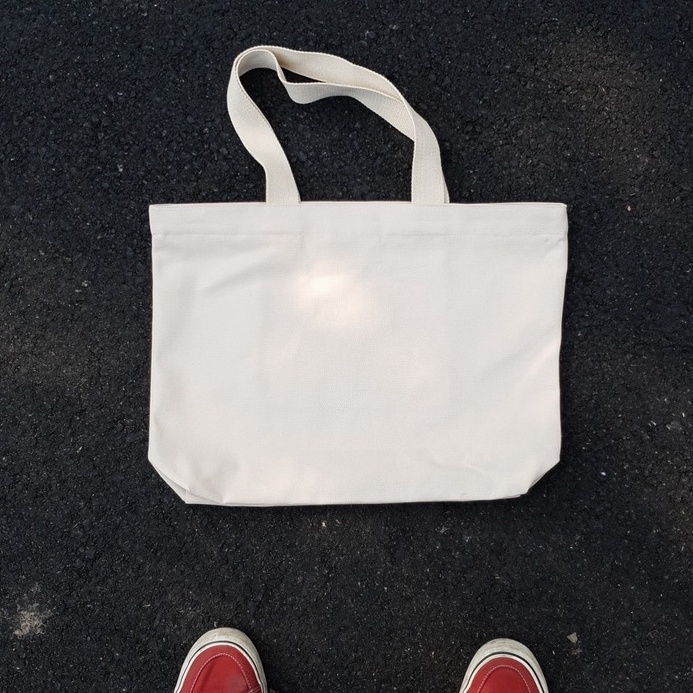 Túi canva tote DATINO đai dệt bản to 4cm có dây kéo, có túi nhỏ bên trong