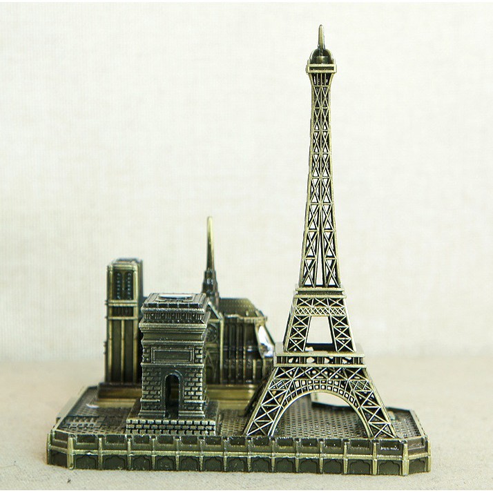 Combo 03 biểu tượng thủ đô Paris nước Pháp: Tháp Eiffel, Nhà thờ Đức Bà, Khải Hoàn Môn, mô hình thu nhỏ