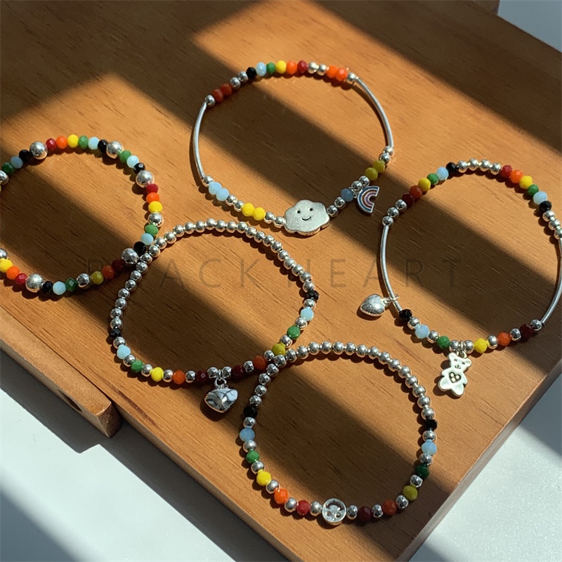 Vòng Đeo Tay Hình Trái Tim/Gấu/Mặt Cười Màu Sắc Xinh Xắn Thời Trang