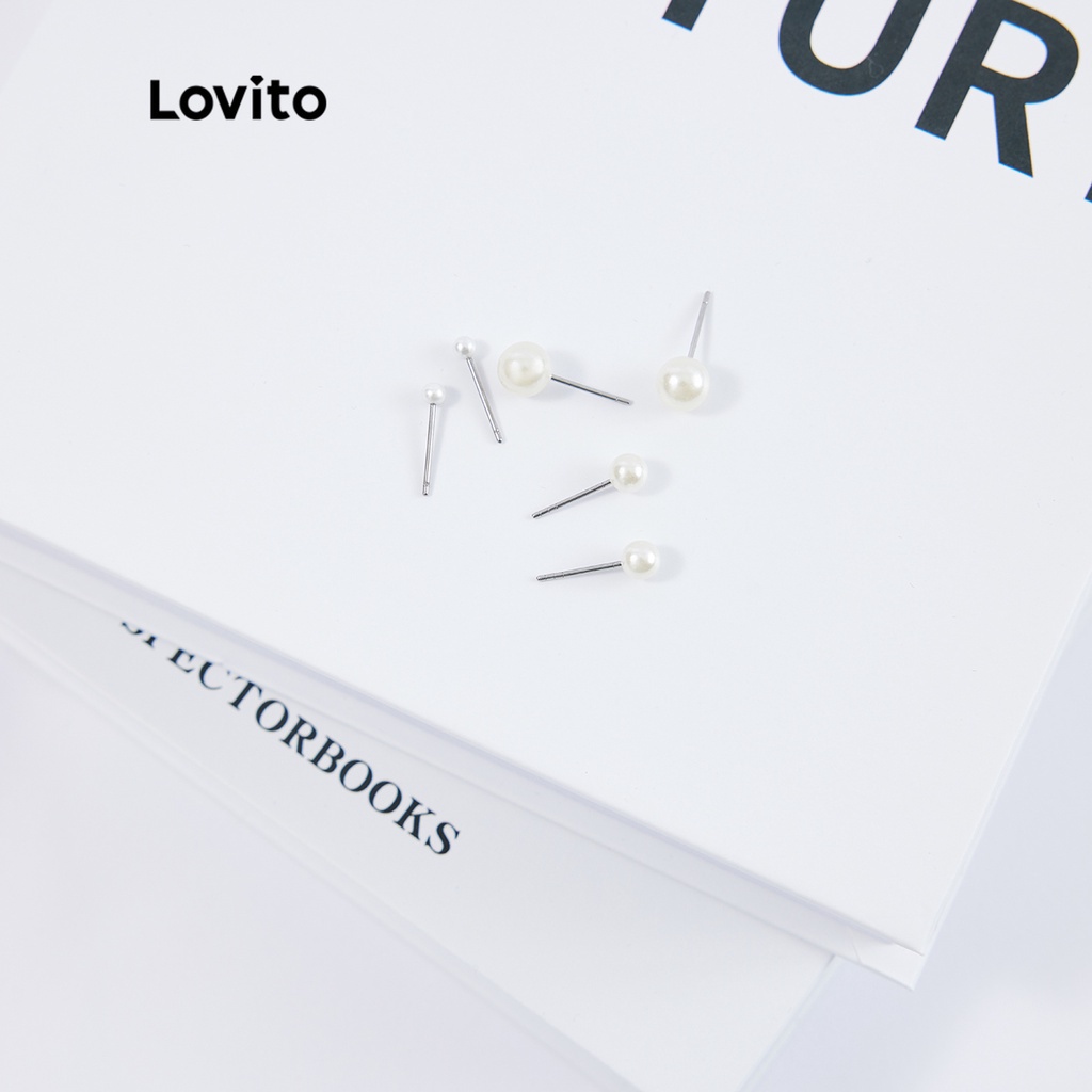 Lovito Ngọc trai thông thường Khuyên tai kim loại L26LD107 (Vàng)
