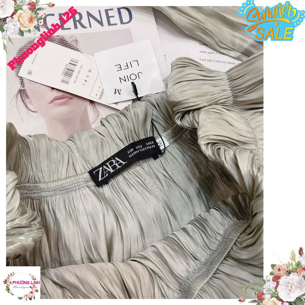 ÁO TƠ ORGANZA TRỄ VAI XANH NGỌC