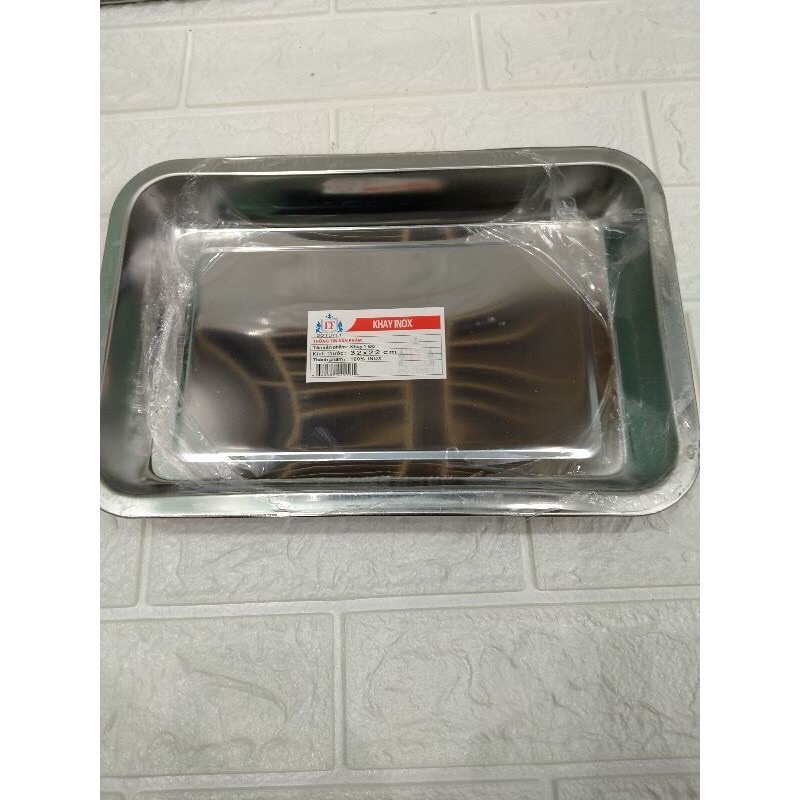 Khay inox hình chữ nhật sâu 4 cm dùng đựng thực phẩm có 3 size