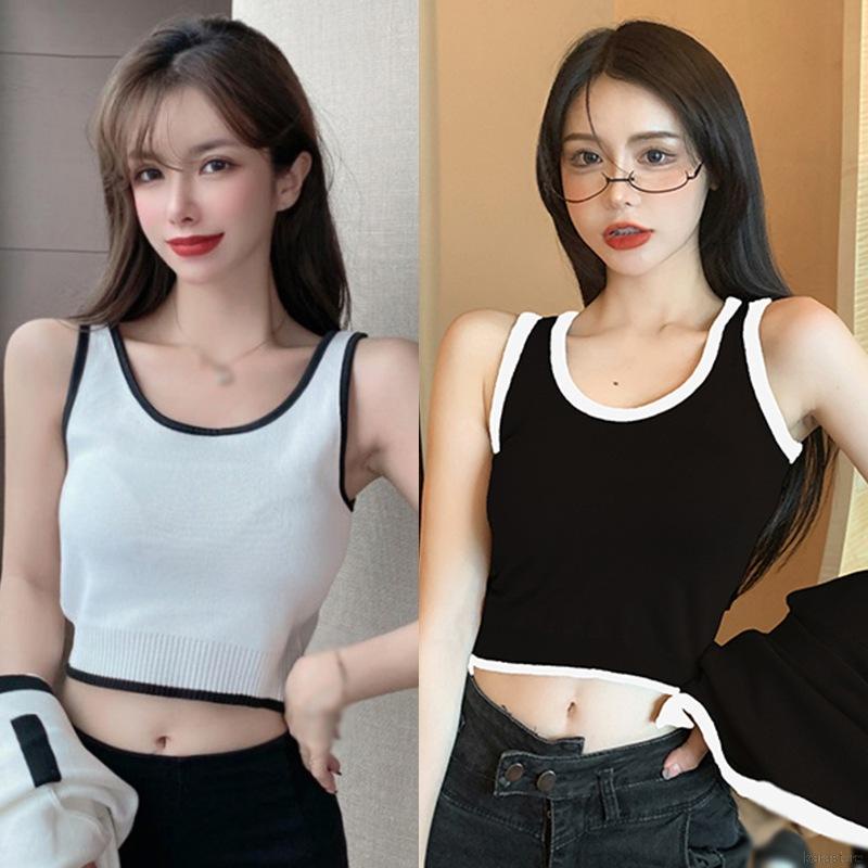 Áo croptop dệt kim sát nách thời trang Hàn Quốc cho nữ
