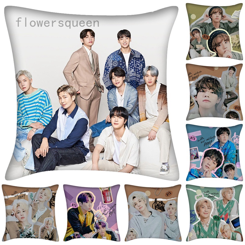 flowersqueen Vỏ Gối Vuông In Hình Bt21 Bts Đáng Yêu