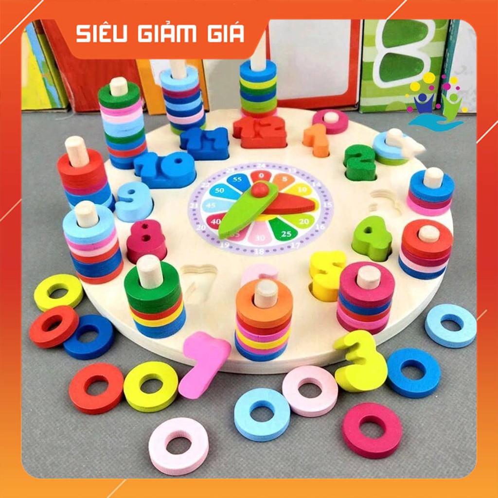 [HCM-GIÁ SỈ]  Đồng Hồ Cột Tính  Đồ Chơi Gỗ Montessori ,Màu Sắc Đẹp,Luyện Kỹ Năng Tay,Học Màu Sắc,Số Đếm