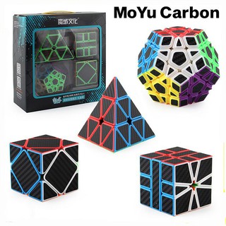 Hộp 4 Khối Rubik Biến Thể MoYu Meilong Gift Box Pyraminx Skewb Megaminx Square-1 Carbon Fiber WCA