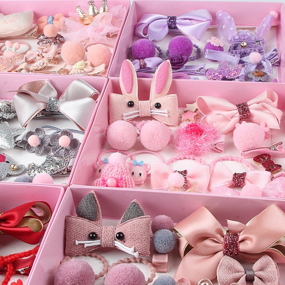 Set 18 Kẹp Tóc Nơ Thời Trang Cho Bé Gái