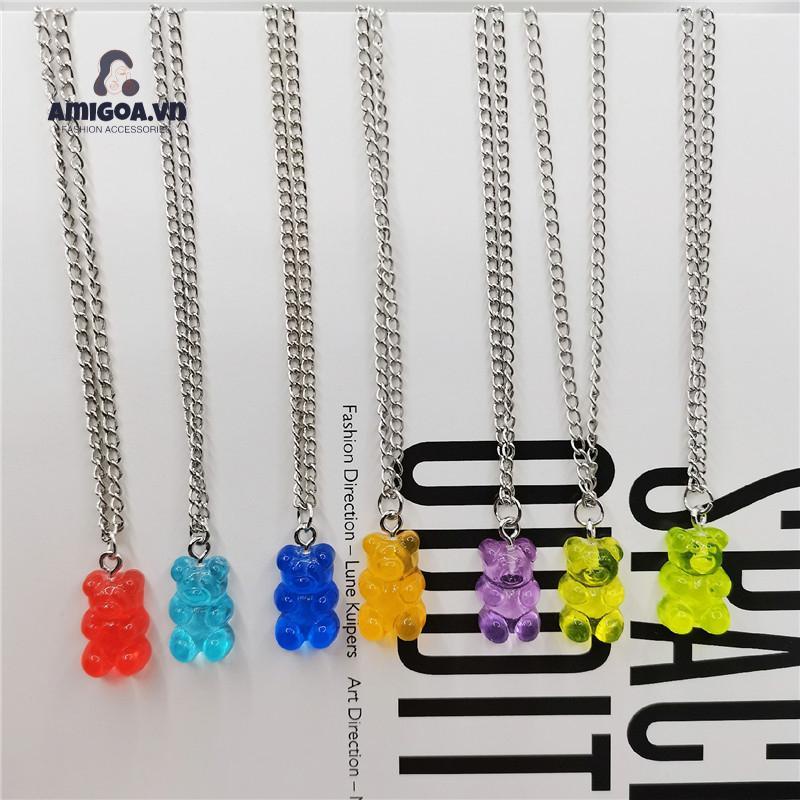 Vòng cổ Mặt Hình Kẹo Trong Suốt Hình Gấu Dễ Thương