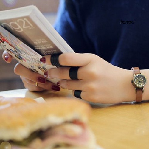 Bộ 3 Nhẫn Hợp Kim Màu Đen Kiểu Dáng Thời Trang