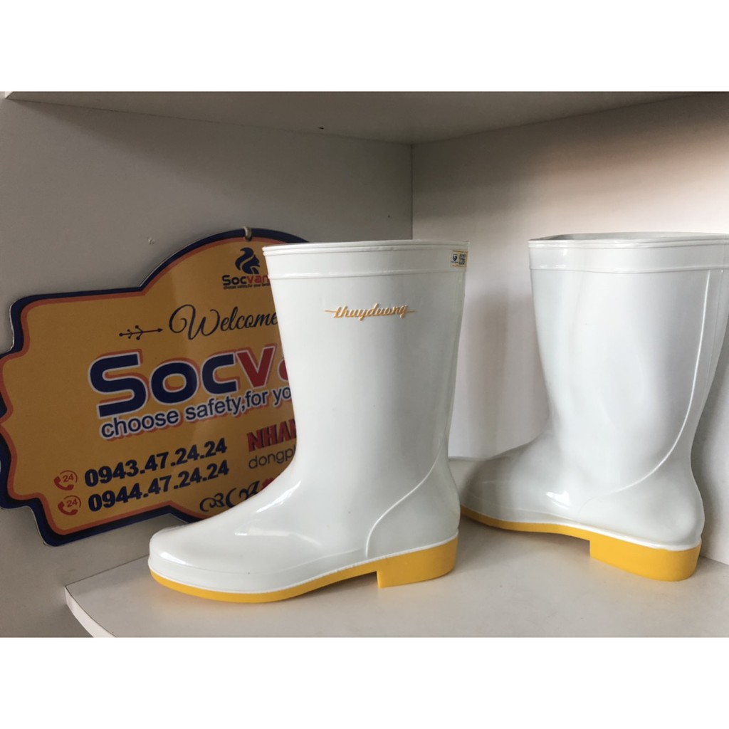 Ủng Lội Nước Trắng Đế Vàng Thùy Dương cao cấp