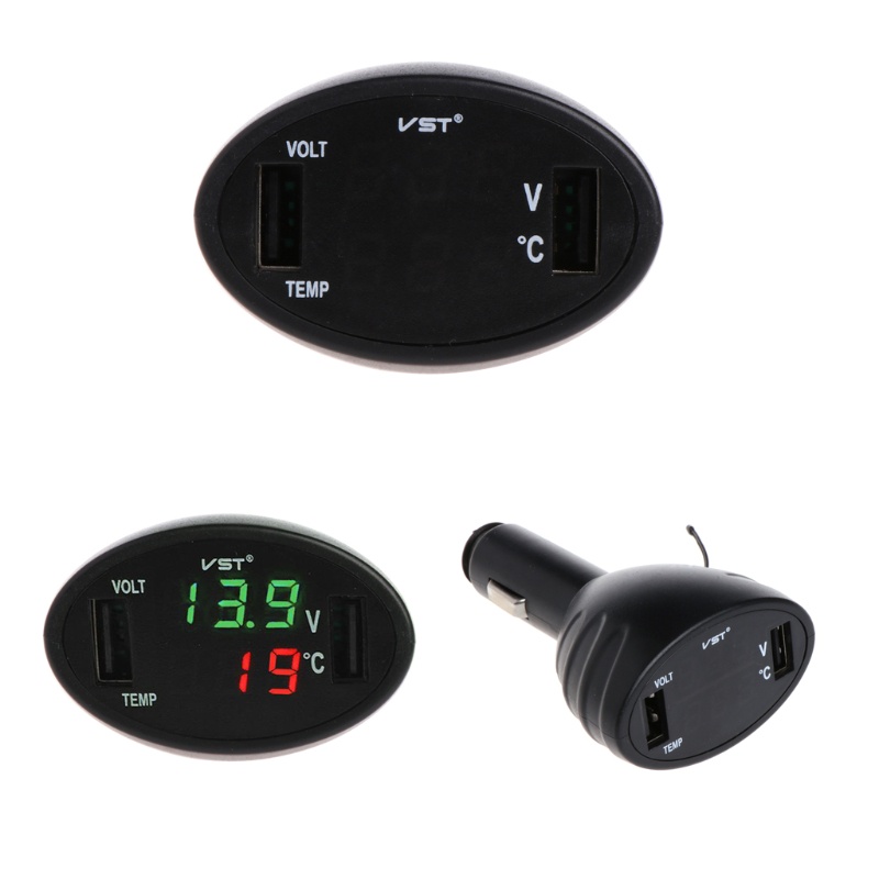 Vôn Kế LED 2 Cổng USB Đa Năng Cho Xe Hơi / Xe Tải / Tàu Thuyền