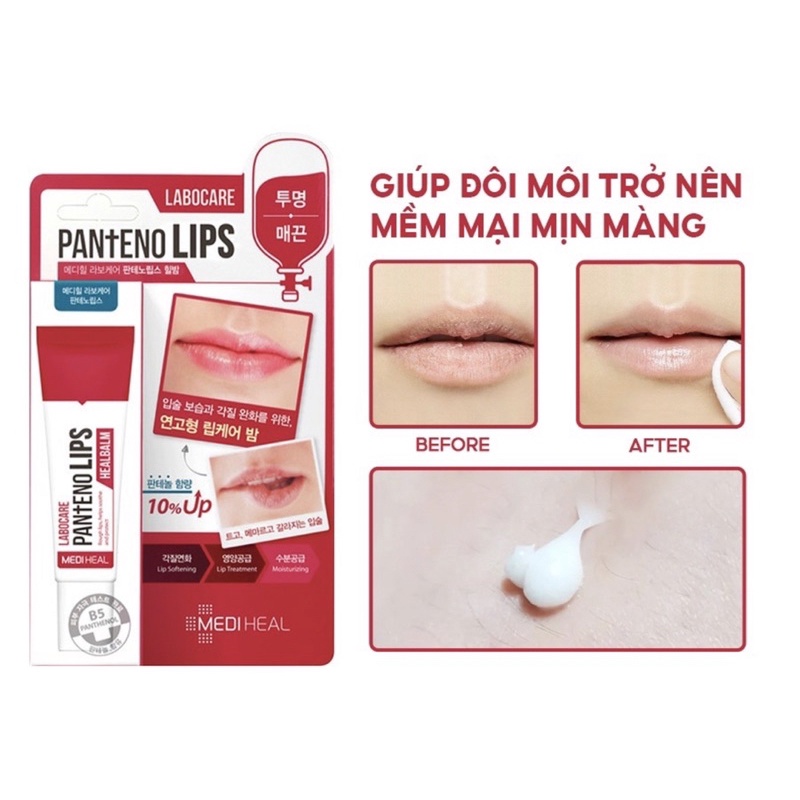 Son Dưỡng MEDIHEAL Labocare Pantenolips Healssence &amp; HealBlam Ngừa Thâm Môi Ngày &amp; Đêm 10ml