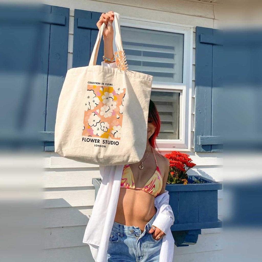 Túi tote Valu Hàn Quốc túi vải canvas có khóa kéo miệng túi và ngăn phụ túi tote đi học đi làm ulzzang vintage