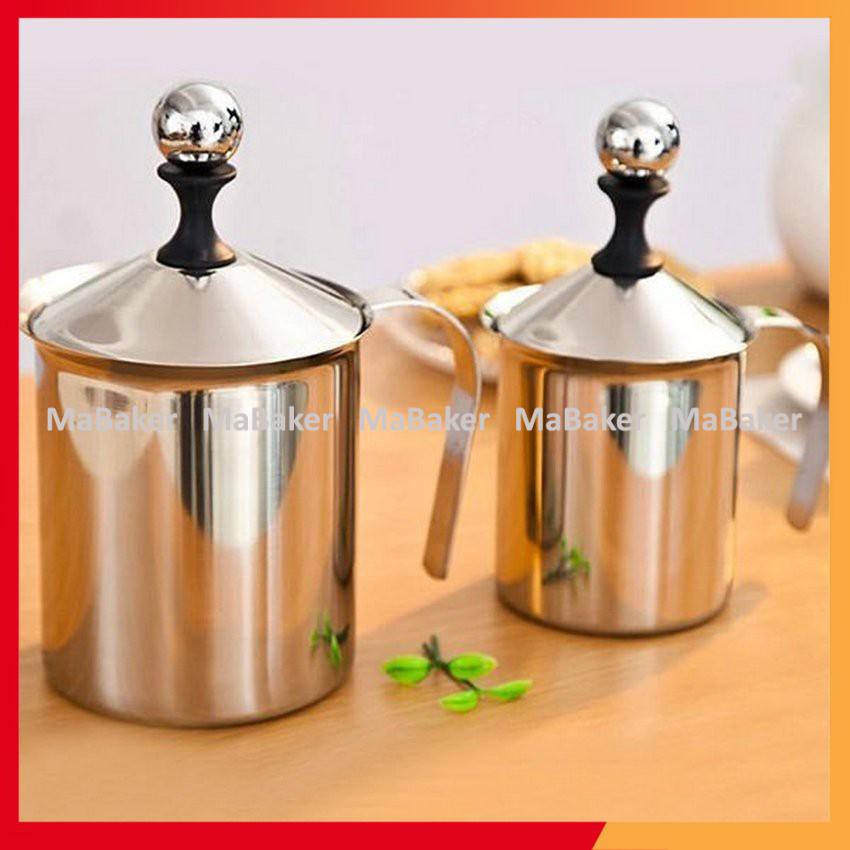 Ca đánh sữa lạnh, tạo bọt café, capuccino, latter art bằng inox cao cấp, siêu bền đẹp 400ml, 800ml - MaBaker