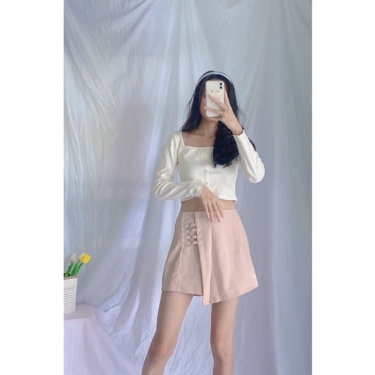 Quần Đùi Giả Váy Nữ Vạt Lệch Vải Hàn Cao Cấp - Quần Shorts Nữ Lưng Cao mã 13