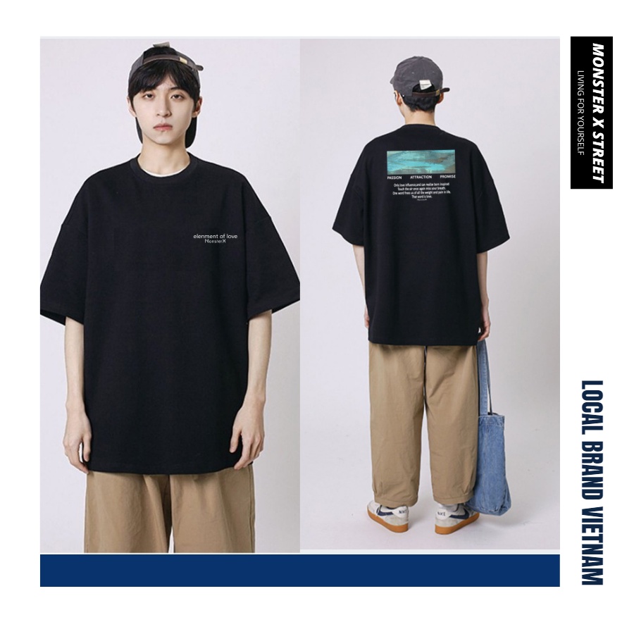 Áo thun unisex MONSTER X STREET Element phông tay lỡ nam nữ form rộng Local Brand