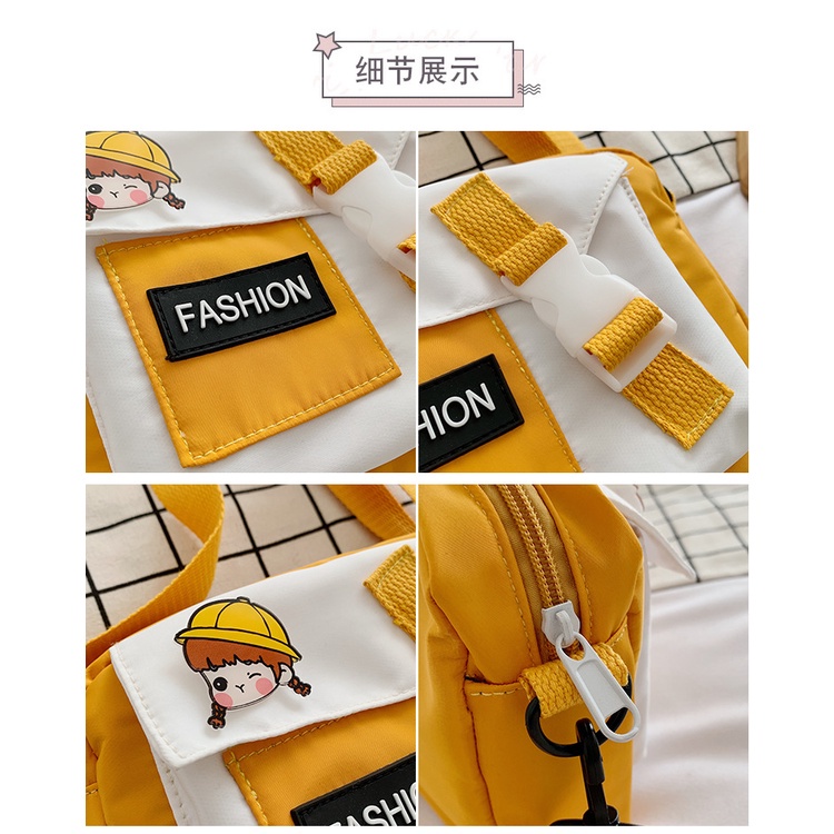 Túi đeo chéo vai chất liệu canvas dễ thương cho nữ