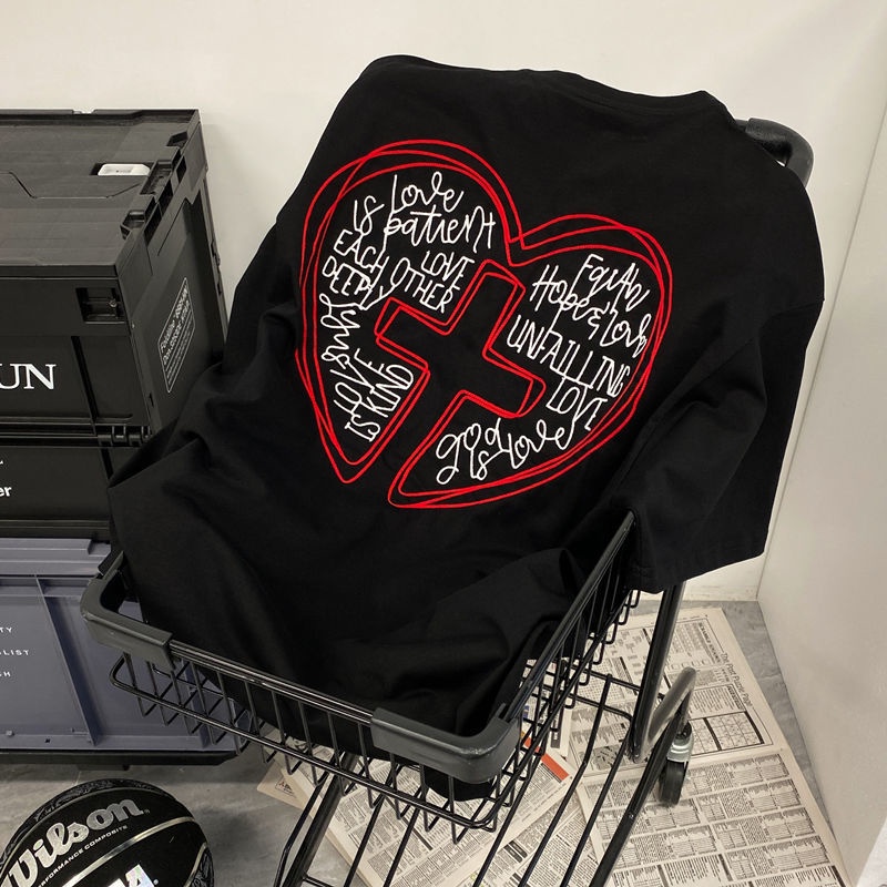 Áo thun ngắn tay mùa hè dáng rộng kiểu hip hop cho nam và nữ