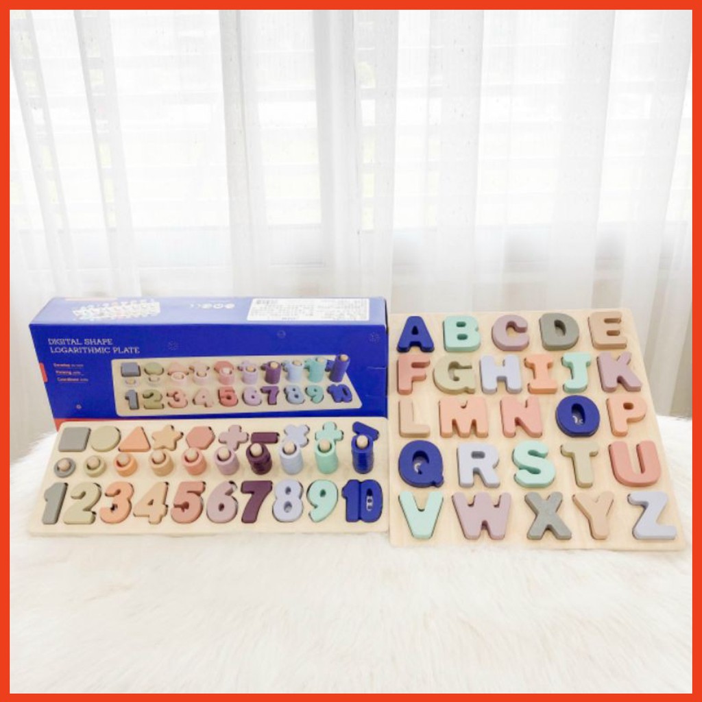 [CHÍNH HÃNG] Bộ bảng chữ cái và số bằng gỗ cao cấp cho bé vừa học và chơi an toàn, màu sắc pastel