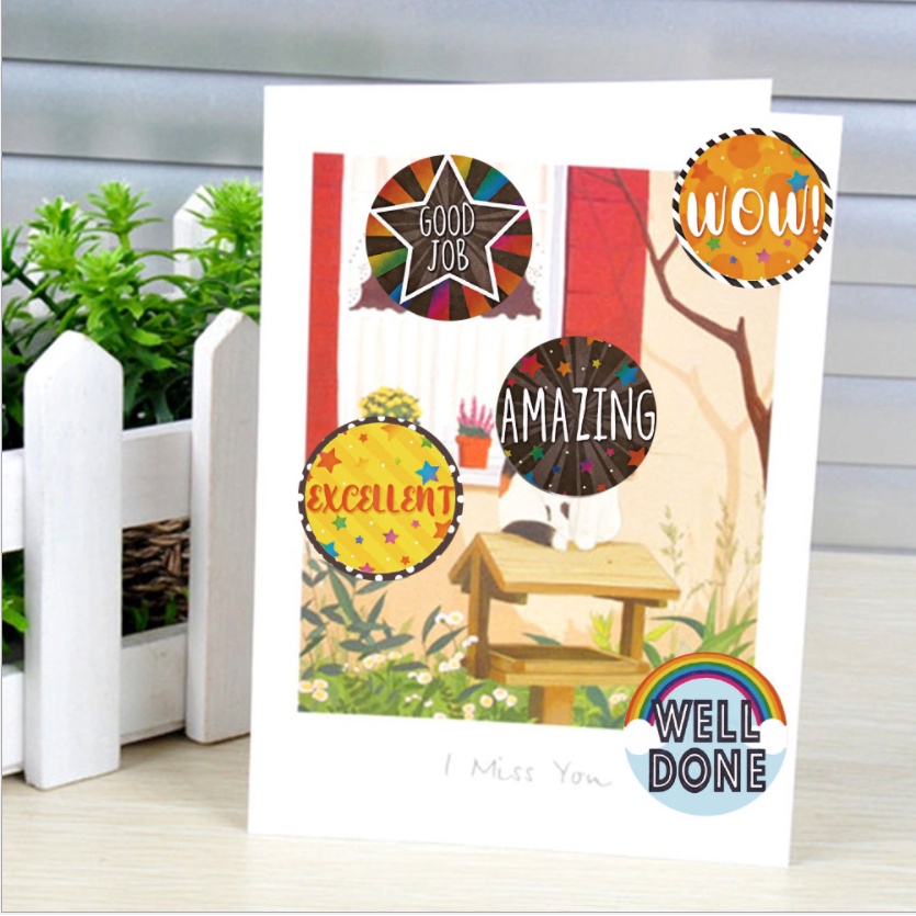 Sticker khen thưởng học sinh nhãn dán trang trí sổ tay xinh xắn Cuộn 500 tem