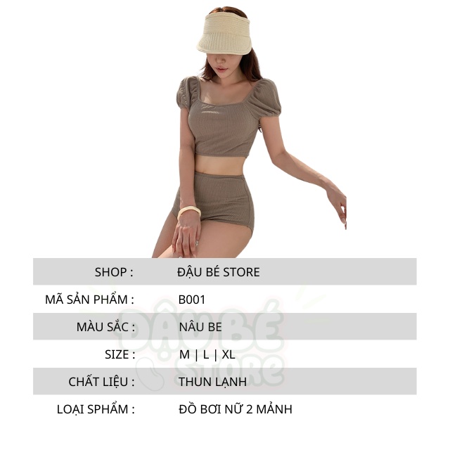 BIKINI 2 MẢNH TAY BỒNG ĐI BIỂN ULZZANG CAO CẤP - BỘ ĐỒ BƠI NỮ CẠP CAO KÍN ĐÁO THỜI TRANG HÀN QUỐC - DAUBE - B001