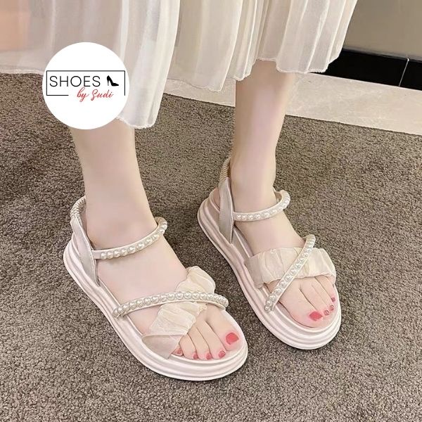 Sandal quai ngọc phối vải voan SUDI SD054-BBA hàng cao cấp cực hot 2022