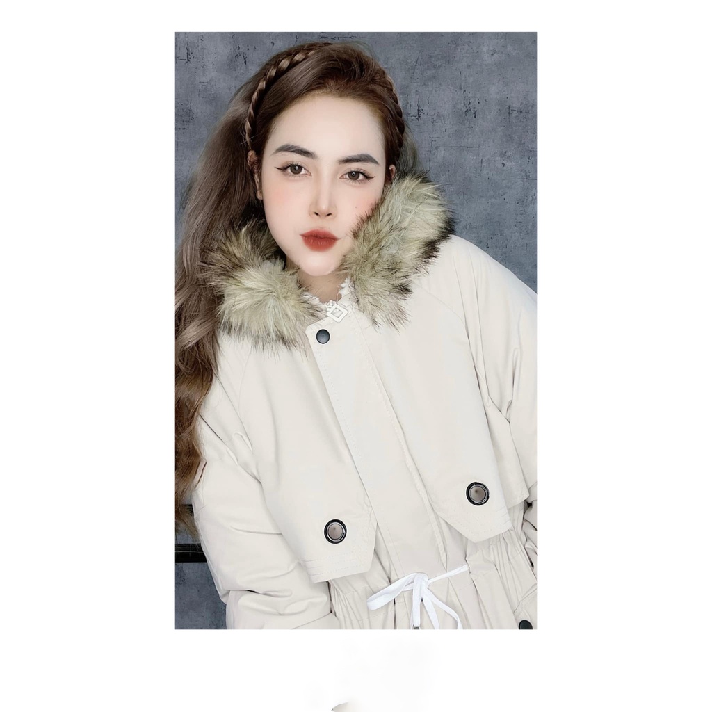 Áo phao nữ TEMA cao cấp - áo khoác lông 2021 dây rút eo sành điệu Ulzzang lông mũ tháo rời cực ấm | BigBuy360 - bigbuy360.vn