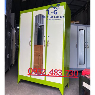 Tủ quần áo 3 cánh , tủ treo quần áo màu xanh lá siêu xinh