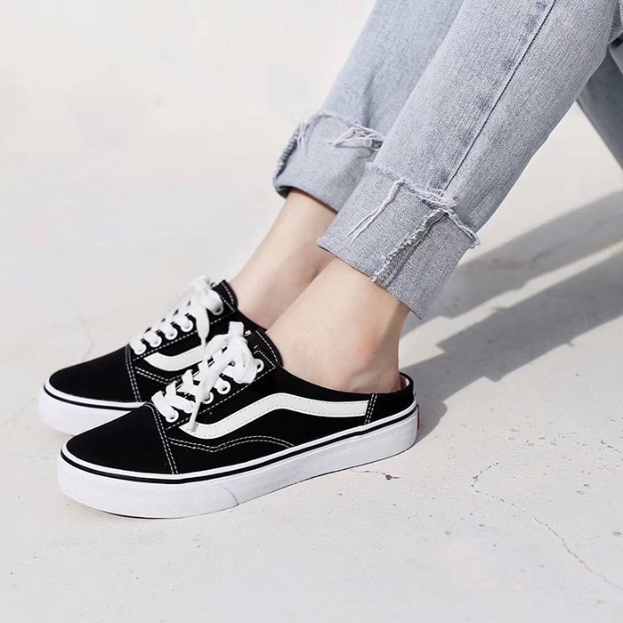 Giày Sneaker Đạp Gót  Nam Nữ Vans Comfort Old Skool Mule Black/White