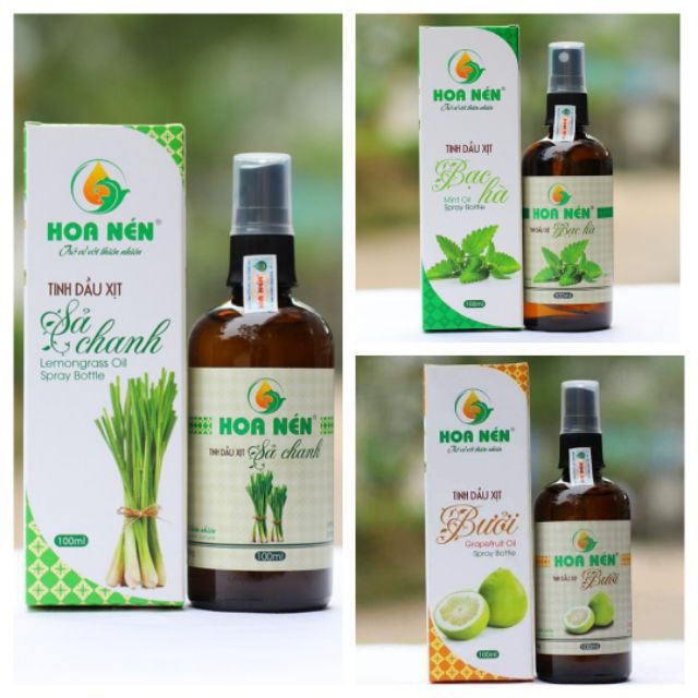 Tinh Dầu Hoa Nén Dạng Xịt (Sả Chanh, Bưởi, Bạc Hà) - 100ml