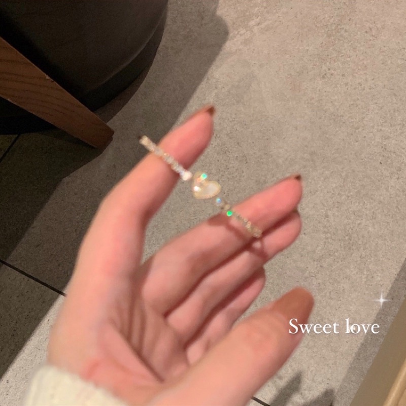 Vòng tay hợp kim mạ vàng đính đá hình trái tim kiểu hàn quốc dễ thương