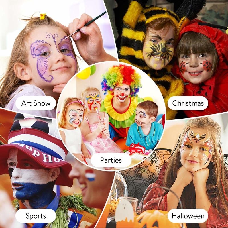 Bảng 8 Màu Vẽ Trang Điểm Mặt/Cơ Thể Không Độc Hại Cho Tiệc Halloween/Halloween/Cosplay/Giáng Sinh/Art